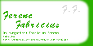 ferenc fabricius business card